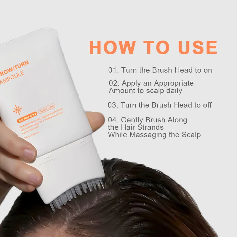 Cross-border Exclusive Mibiao Hair-nourishing Serum GROWTURN Built-in Brush Scalp Massage Anti Hair Shedding Help Thicken