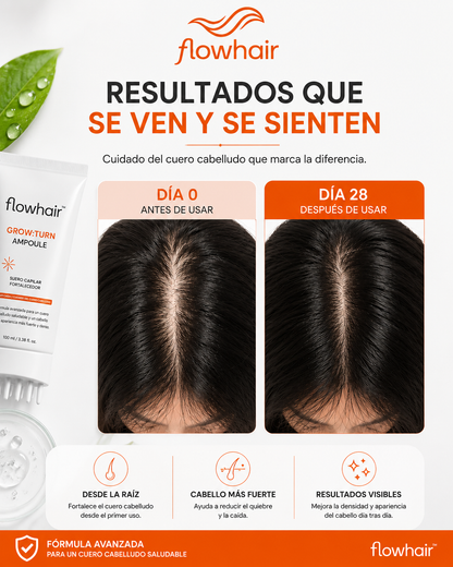 Sérum Capilar FlowHair GrowTurn | Anticaída, Nutritivo y Masajeador Integrado
