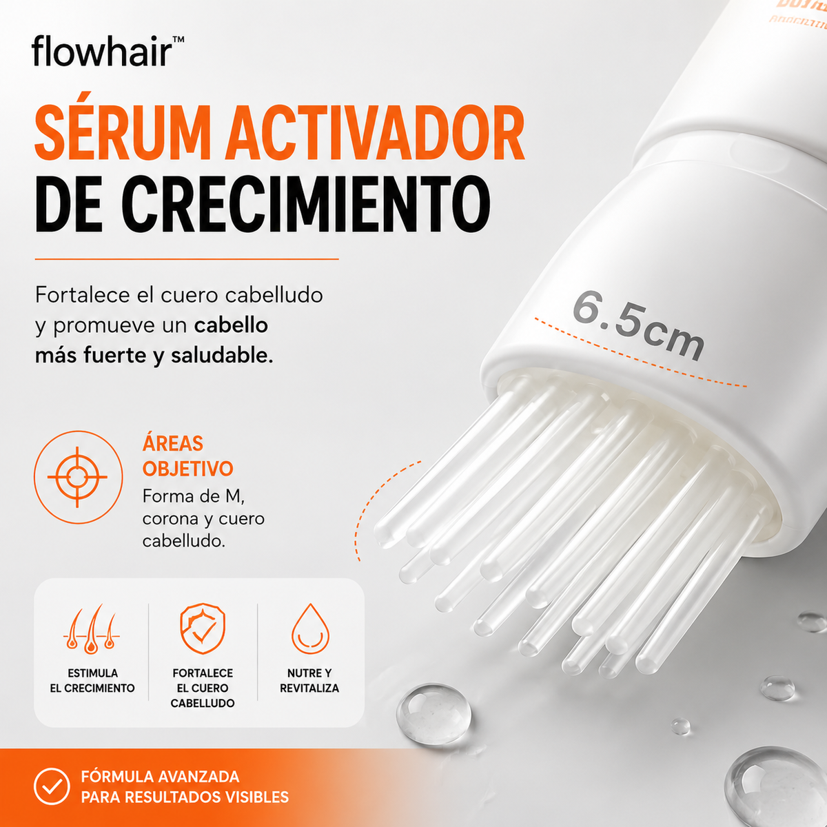 Sérum Capilar FlowHair GrowTurn | Anticaída, Nutritivo y Masajeador Integrado